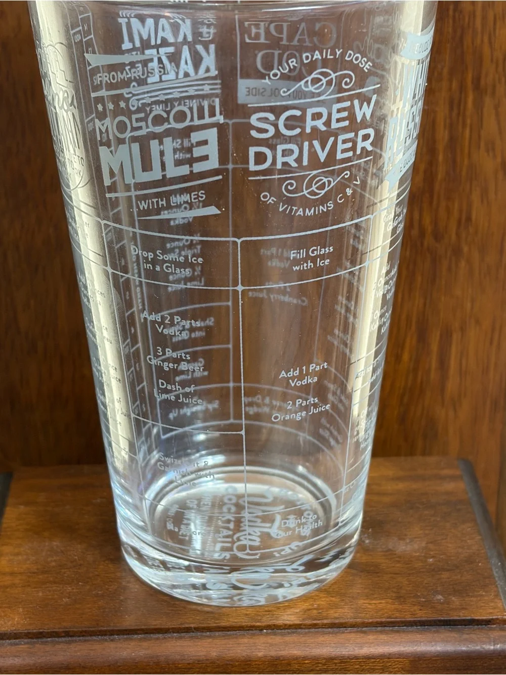 Set Of 3 Bottoms Up Beer Cocktail Mixing Glass Recipe Measure Glass Barware